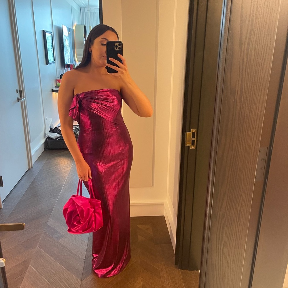 Metallic pink evening gown